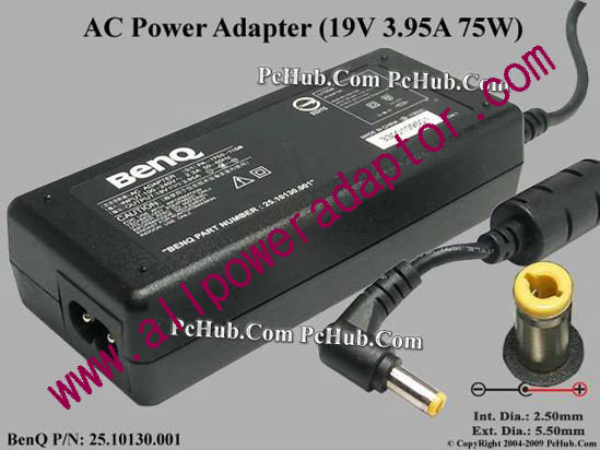 BenQ Common Item (BenQ) AC Adapter- Laptop 19V 3.95A, 5.5/2.5mm 12mm, 2-Prong