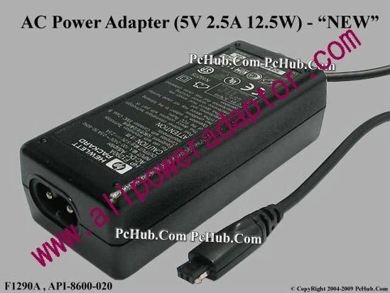 HP AC Adapter 5V-12V 5V 2.5A, Rectangular Tip, 2-Prong, New