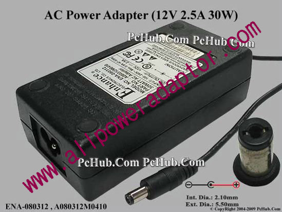 Enhance Electronics AC Adapter 5V-12V 12V 2.5A, 5.5/2.1mm, 3-Prong