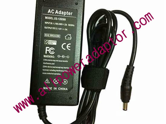 OEM Power AC Adapter - Compatible For XS-120500, 12V 5A, 5.5/2.5mm, 3-Prong, New