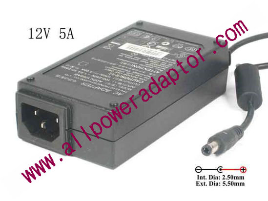 OEM Power AC Adapter - Compatible For ADPC1260AT, 12V 5A, 5.5/2.5mm, C14 , New