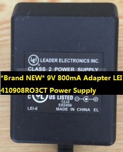 *Brand NEW* 9V 800mA Adapter LEI 410908RO3CT Power Supply
