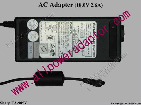 Sharp AC Adapter EA-905V - Click Image to Close