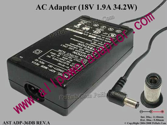 AST Common Item (AST) AC Adapter- Laptop 234077-001, 18V 1.9A, Tip B - Click Image to Close