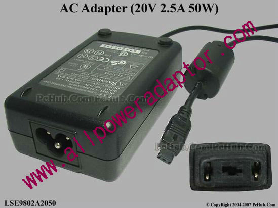 Li Shin LSE9802A2050 AC Adapter 20V 2.5A, 3-Pin Flat, 3-Prong - Click Image to Close