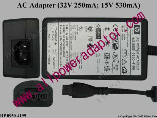 HP AC Adapter- Laptop 0950-4199, 32V 250mA, 15V 530mA