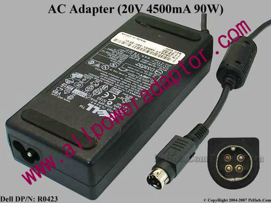 Dell Common Item (Dell) AC Adapter- Laptop 20V 4.5A, 4-Pin P1 - Click Image to Close