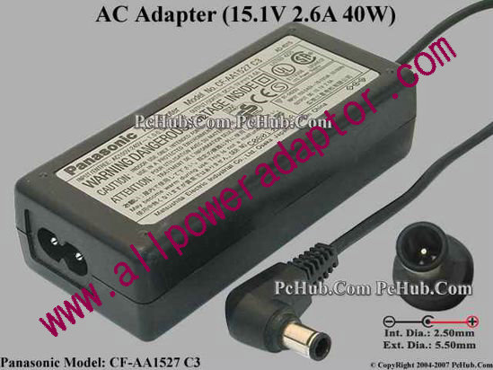 Panasonic AC Adapter CF-AA1527 C3, 15.1V 2.6A, Tip E