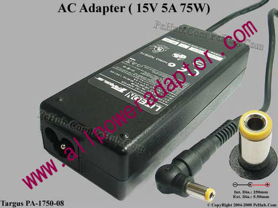 Targus PA-1750-08 AC Adapter 15V 5A, Tip C