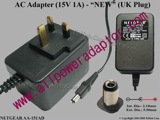 NETGEAR AA-151AD AC Adapter 13V-19V PWR-015-711, 15VAC 1A, NEW