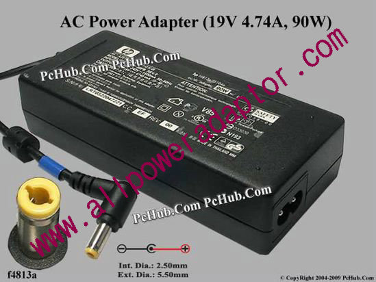 HP AC Adapter- Laptop f5104a, 19V 4.74A, Tip-M, 2-prong - Click Image to Close