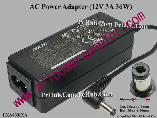 ASUS Common Item (Asus) AC Adapter- Laptop 12V 3A, 4.8/1.7mm, 2-Prong