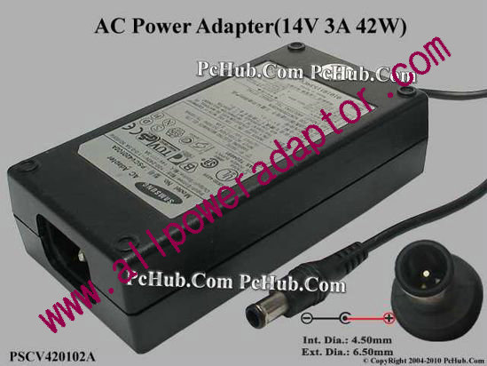 Samsung Laptop AC Adapter 13V-19V 14V 3A, 6.5/4.3mm With Pin, C14