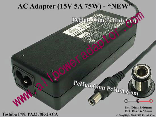 Toshiba AC Adapter - NEW Original 15V 5A, 6.3/3.0mm, 3-Prong, New - Click Image to Close