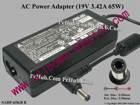 ASUS Common Item (Asus) AC Adapter- Laptop 19V 3.42A, 5.5/2.5mm, 3-Prong