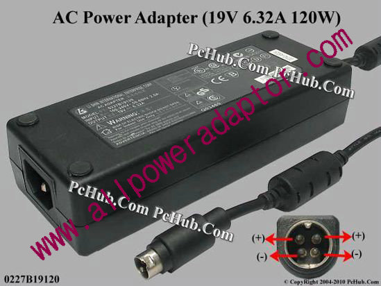 Li Shin 0227B19120 AC Adapter 19V 6.32A, 4-Pin P1 - Click Image to Close