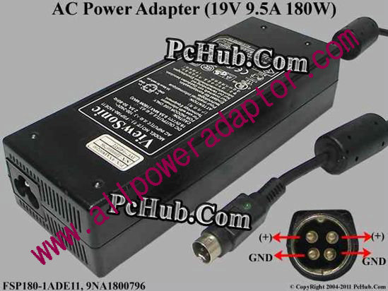 ViewSonic AC Adapter 13V-19V 19V 9.5A, 4-Pin P1