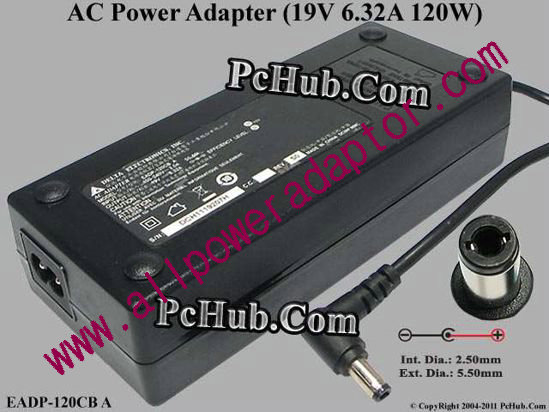 Delta Electronics EADP-120CB A AC Adapter- Laptop 19V 6.32A, 5.5/2.5mm, 2-Prong - Click Image to Close