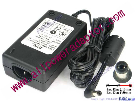 DVE DSA-0421S-50 AC Adapter- Laptop 48V 0.8A, 5,5/2.1mm, C14 - Click Image to Close