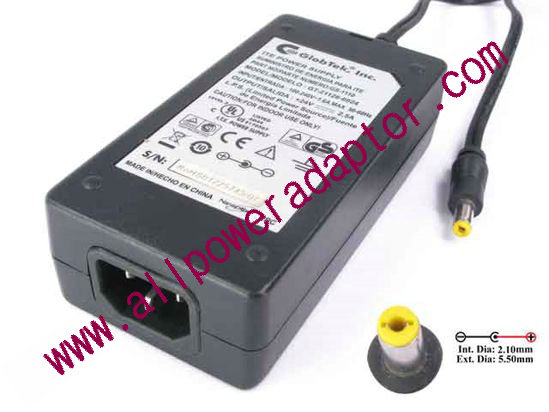 GlobTek GT-21126-6024 AC Adapter- Laptop 24V 2.5A, 5.5/2.1mm, C14