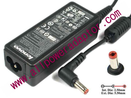 Lenovo AC Adapter- Laptop 20V 2A, 5,5/2.5mm 12mm, 3-Prong