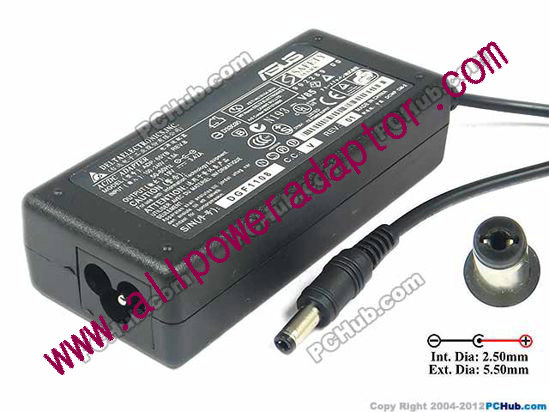 Delta Electronics ADP-65YB AC Adapter- Laptop 19V 3.42A, 5.5/2.5mm, 12mm, 3-Prong