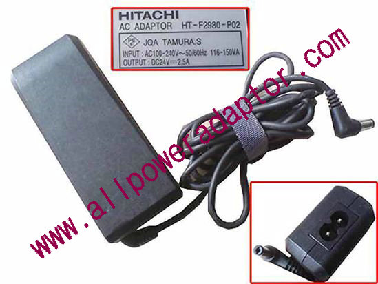 Hitachi AC Adapter- Laptop 24V 2.5A, 5.5/2.1mm, 2-Prong - Click Image to Close