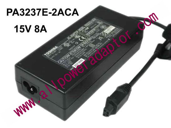 Toshiba Satellite 2400 Series AC Adapter - NEW Original 15V 8A, 4-Hole Tip, 3-Prong, New - Click Image to Close