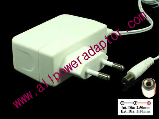 DVE DSA-15P-12 AC Adapter - NEW Original 12V 0.5A, 5.5/2.5mm, EU 2-Pin