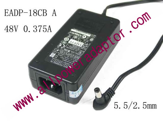 Delta Electronics EADP-18CB AC Adapter- Laptop 48V 0.375A, Barrel 5.5/2.5mm, IEC C14