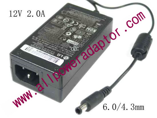 LG ADS-24NP-12-1 AC Adapter - NEW Original 12V 2A, 6.0/4.3mm With Pin, C14, New - Click Image to Close