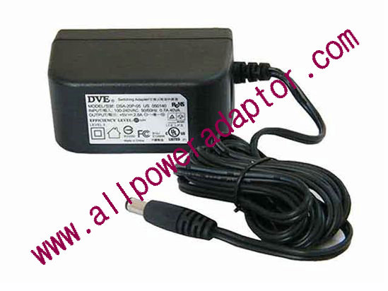 DVE DSA-20P-05 AC Adapter - NEW Original 5V 2.8A, 5.5/2.5mm, US 2-Pin , New