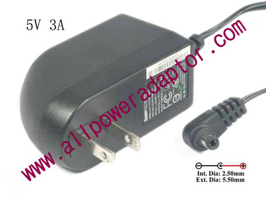 Sunny SYS1308-1505-W2 AC Adapter - NEW Original 5V 3A, 5.5/2.5mm, US 2-Pin, New - Click Image to Close