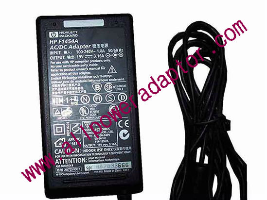 HP AC Adapter - NEW Original F1454A, 19V 3.16A, 5.5/2.5mm, 2-Prong , New