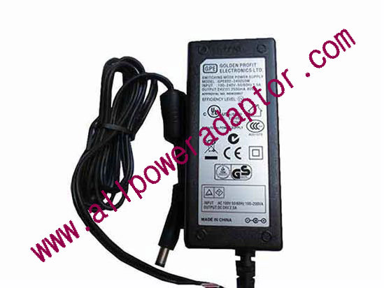 GPE GPE602-240250W AC Adapter - NEW Original GPE602-240250W, 24V 2.5A, 5.5/2.5mm, 2-Prong, New - Click Image to Close