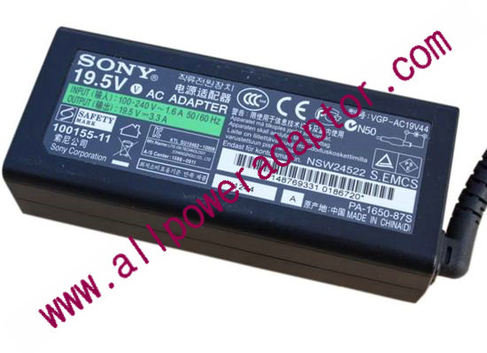 Sony Vaio SVT15 Series AC Adapter VGP-AC19V44, - Click Image to Close