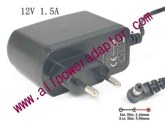 Honor ADS-18C-12 AC Adapter - NEW Original 12V 1.5A, 5.5/2.1mm, EU 2-Pin, New