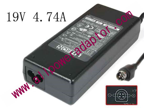 LITE-ON PA-1900-05 AC Adapter 19V 4.74A, 4P P3 - Click Image to Close