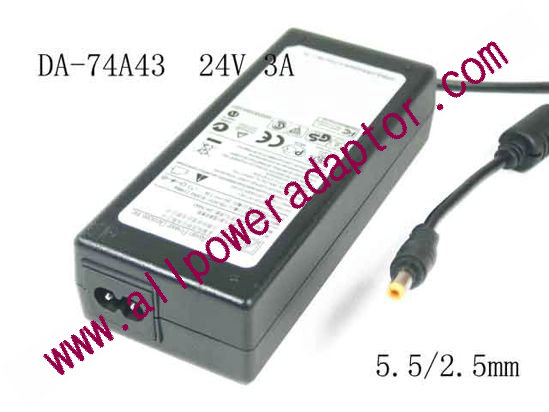 APD / Asian Power Devices DA-74A43 AC Adapter- Laptop 24V 3A, Barrel 5.5/2.5mm, 2-Prong