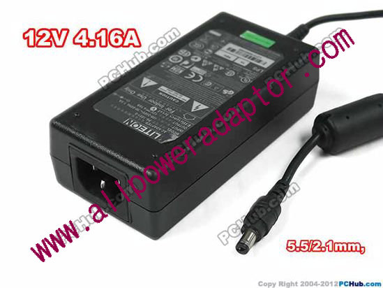 LITE-ON PA-1051-0 AC Adapter 12V 4.16A, Barrel 5.5/2.1mm, C14 - Click Image to Close