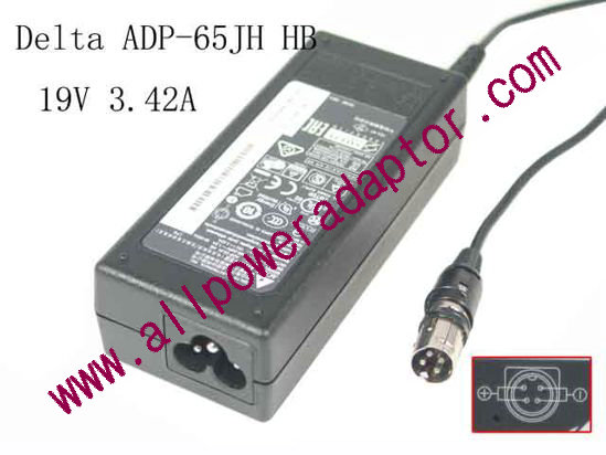 Delta Electronics ADP-65JH HB AC Adapter- Laptop 19V 3.42A, 4P P3 - Click Image to Close