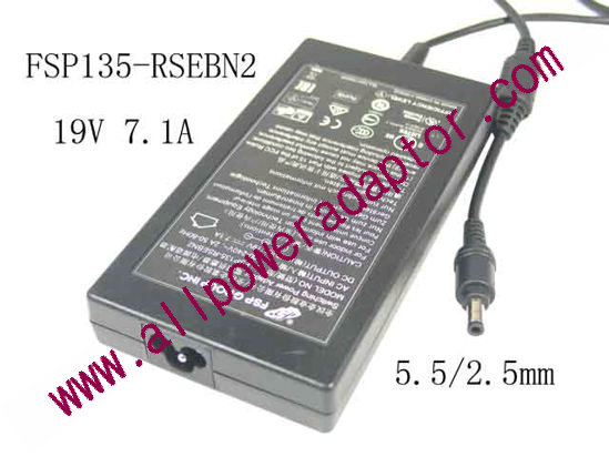 FSP Group Inc FSP135-RSEBN2 AC Adapter- Laptop 19V 7.1A, 5.5/2.5mm,3-Prong, New - Click Image to Close