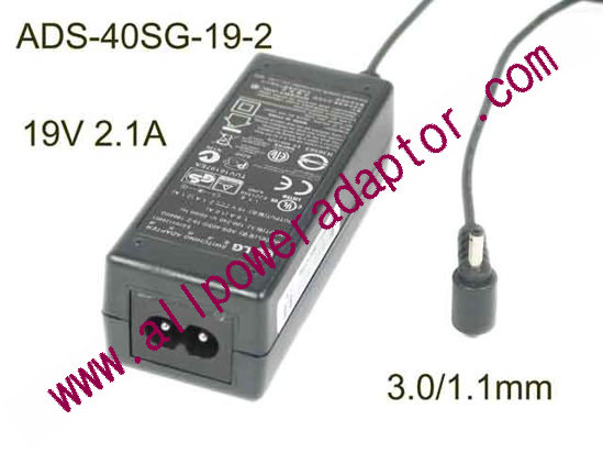 LG AC Adapter (LG) AC Adapter- Laptop ADS-40SG-19-2, 19V 2.1A, 3.0/1.1mm, 2P, New - Click Image to Close