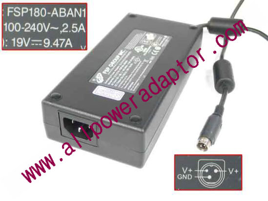 FSP Group Inc FSP180-ABAN1 AC Adapter- Laptop 19V 9.47A, 3P P1