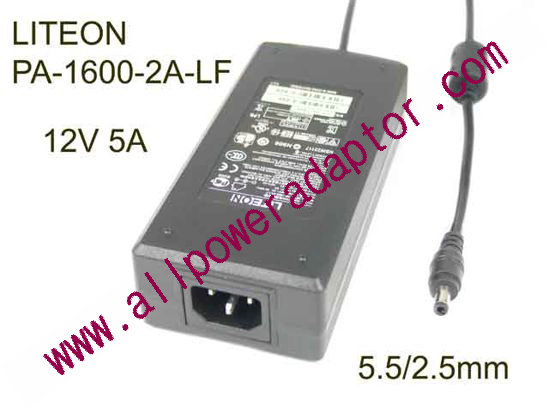 LITE-ON PA-1600-2A-LF AC Adapter 12V 5A, Barrel 5.5/2.5mm, IEC C14, New - Click Image to Close
