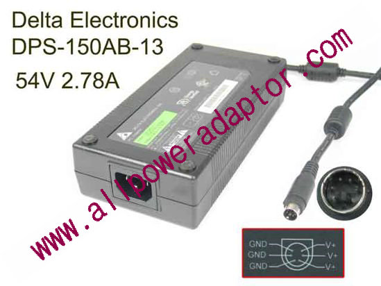 Delta Electronics DPS-150AB-13 AC Adapter- Laptop 54V 2.78A, 6P P456=V- P123=V - Click Image to Close