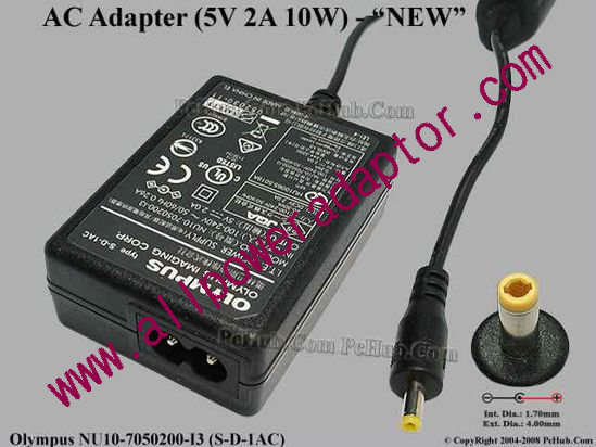 (image for) OLYMPUS NU10-7050200-I3 AC Adapter 5V-12V 5V 2A, 4.0/1.7mm, 2-Prong, New