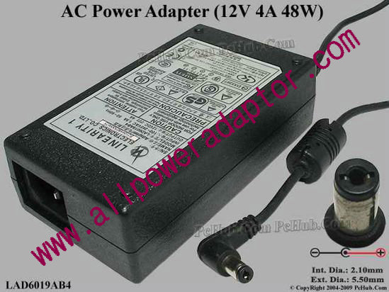 Linearity LAD6019AB4 AC Adapter 5V-12V 12V 4A, 5.5/2.1mm, C14 - Click Image to Close