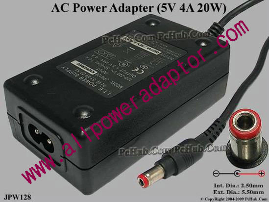 AULT JPW128 AC Adapter 5V-12V 5V 4A, 5.5/2.5mm, 2-Prong