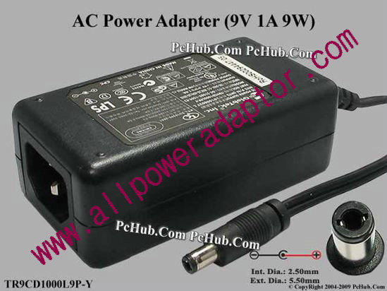 GlobTek TR9CD1000L9P-Y AC Adapter 5V-12V 9V 1A, 5.5/2.5mm, C14